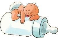 Gif bebe y su biberon